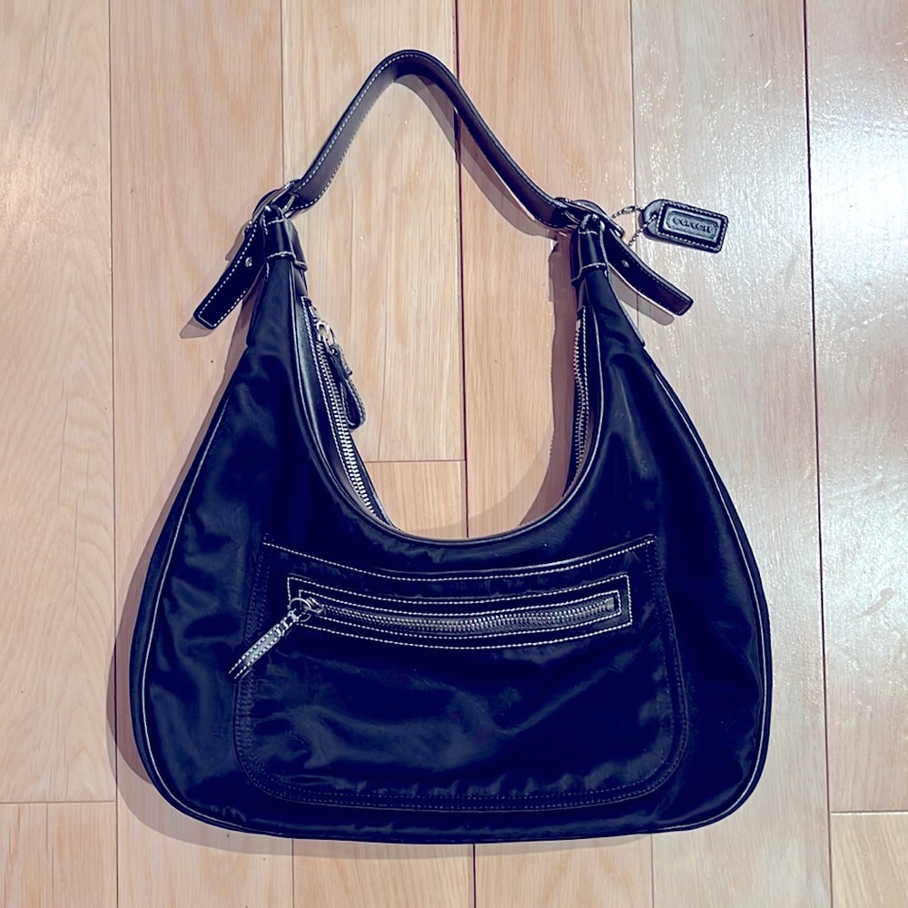 Coach black fabric shoulder bag